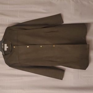 Hunter Green Long Faux Suede Jacket